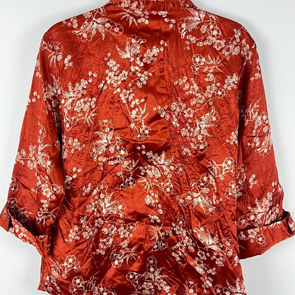 Coupe Top Blouse Size L Brown Floral 3/4 Sleeve Button Up 100% Polyester - Picture 6 of 9